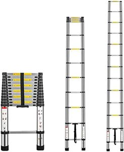Multibao 3.8M / 12.5FT Telescopic Ladder Multi-Purpose Portable Telescoping Aluminium Extension Adjustable Height EN131 Safe Standard 13 Steps 150kg Capacity
