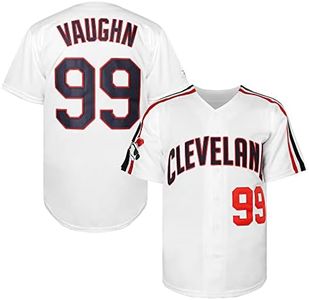 TKJPYWYH Men's Ricky Vaughn 99 Movie Baseball Jersey,90s Hip Hop Clothing Stitched Sports Fan Shirt Jersey Navy Grey White, 99 White, 3X-Large