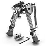 EZshoot 6-9 Inches Adjustable Carbon Fiber Bipod with Foldable Legs + Adapter Super Duty Bipods for Outdoor Activities (Silver)