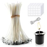 Candle Wick, 6-Inch Cotton Candle Making Set, Candle Wick Sticker and Wick Holder, Pre Waxed Candle Making Wicks for DIY Making Candles Soy Wax