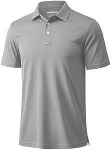 MAGCOMSEN Polo Shirts for Men Short Sleeve Performance Golf Polos Moisture Wicking Casual Collared Shirts Summer Top Light Grey
