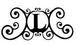 Bookishbunny Monogram Initial Letter A-Z Wrought Iron Metal Scrolled Door Wall Decoration Plaque Art, 24 x 11 inch 2mm Thick (L)