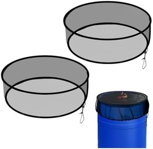Tryly 2Pcs Mesh Cover for Rain Barrels, Pop Up Rain Barrel Net Cover with Drawstring, Water Collection Buckets Cover, Rain Barrel Netting Screen to Block Leaves and Debris Falling in (24.8inch)