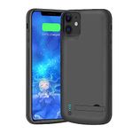 BAHOND Battery Case for iPhone 11, 6000mAh Rechargeable Extended Battery Charging Charger Case, Add 120% Extra Juice, Support Wire Headphones Black