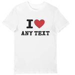 Yourdesign I Heart Any Text Personalised T Shirt in White SML - XXXL - 100% Soft Cotton Shirt - Same Day Women's