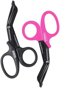Madison Supply Medical Scissors, EMT and Trauma Shears - 7.5 Inch Premium Quality Stainless Steel Bandage Scissors - Fluoride-Coated with Non-Stick Blades - 2 Pack (Black/Pink)
