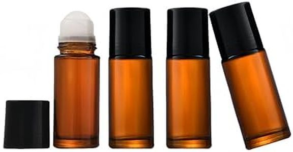 Gyaxiang 4 Packs Amber Glass Roller Bottle for Essential Oils,30ml Deodorant Containers Bottle Roll On Bottle,Empty Roller Bottles with Plastic Roller Ball for Fragrance Cosmetics Perfume