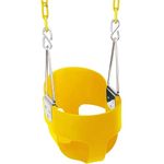 Toy Park Kids Flexible Swing Seat Heavy Duty 60" Chain Plastic Coated - Playground Swing Set Accessories with Snap Hooks (Yellow)