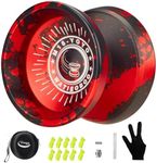 WATIEOBOO Yoyo M18 Responsive Yoyo for Kids 8-12,Professional Unresponsive Yoyo for Adults Pro Metal Trick Yoyo with Yo Yo Bearing Kit 10 Strings, Case & Gloves (M18-Black&Red)