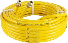 40FT 1/2'' Flexible Gas Line, CSST Corrugated Stainless Steel Tubing Pipe Kit, Natural Gas Line Propane Pipe Conversion Kit Grill Hose with 2 Male Adapter Fittings