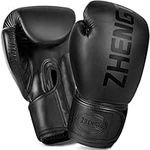 ZTTY Boxing Gloves Kickboxing Muay Thai Punching Bag MMA Pro Grade Sparring Training Fight Gloves for Men & Women (Black, 6oz)