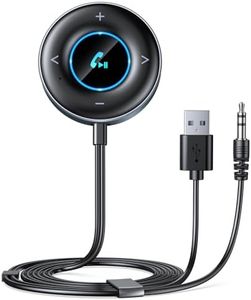Rolgno Car Bluetooth AUX Adapter, [Plug and Play] Bluetooth 5.3 Receiver with 3.5mm AUX Jack, Supports Hands-Free Calls, Dual Connection, Hi-Fi Music, Fit for Home Stereo/Speakers/Wired Headphones