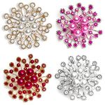 SevenFish 4pcs Brooches for women, Fashion Large Vintage Brooch Crystal Pearl Rhinestone Flower Shaped Brooches Pins for Women Girls Wedding Bouquet Party Prom