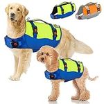 SlowTon Dog Life Jackets, Enhanced Buoyancy Adjustable Neoprene Pet Float Lifejacket Aid with Reflective Rescue Handle, Dogs Safety Swim Lifesaver Vests for Surfing Boating Pool Beach Sea