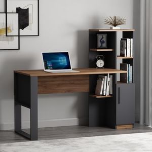 HOMIDEA TODY Scrivania per Computer - Tavolo da Lavoro con ripiani e vano portaoggetti con anta dal design moderno per ufficio soggiorno o la cameretta dei bambini (Antrachite/Briarsmoke)