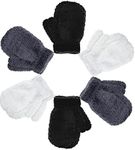 Geyoga 6 Pairs Toddler Mittens Warm Fleece Kids Mittens Winter Stretch Knit Gloves for Baby Boys Girls(Simple Color, 1-4 Years)