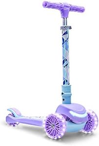 Jetson Disney Frozen 3-Wheel Kick Kids Scooter, LED Lights on Stem, Light-Up Wheels, Height-Adjustable Handlebar, Lean-to-Steer System, Easy-Folding Mechanism, Ages 3+, Purple, JFRZN-3KIK