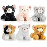 Prextex Pack of 6 Realistic Looking Plush Cats 6 Inches Long