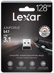 Lexar Jump Drive S47 Range 128 GB USB Stick 3.1 Extra Slim Plug and Stay Design, LJDS47-128ABBK