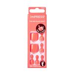 KISS imPRESS No Glue Pedi Press-On Nails, Toenails, Shell Yeah', Medium Orange, Short Size, Squoval Shape, Includes 24 Nails, Prep Pad, Instructions Sheet, 1 Manicure Stick, 1 Mini File