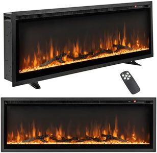 Tangkula 50 Inches Electric Fireplace in-Wall Recessed, Wall Mounted and Freestanding, 750W/1500W Linear Fireplace Heater with Remote Control, Adjustable Flame Color & Brightness