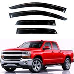 KPY Rain Guards for 2014-2018 Chevrolet Silverado/GMC Sierra 1500 Double Cab, Out-Channel Window Visor Vent Deflector, Truck Accessories for 2015-2019 Chevy Silverado/Sierra 2500HD 3500HD Extended Cab
