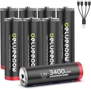 Delyeepow 1.5V USB-C Batterie AA ricaricabili 3400mWh, Pile Ricaricabili AA Litio 1500 Cicli con Cavo USB-C, 8 pezzi