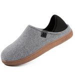 LongBay Men's Wool-Like Felt Slippers Convertible House Shoes with Removable Insole Non-Slip Indoor Outdoor Grey, 10/UK