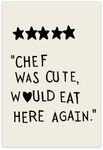 CAXIYSH Trendy Funny Kitchen Canvas Wall Art Chef Was Cute Would Eat Here Again Poster Minimalist Heart Retro Aesthetic Prints for Kitchen Dinning Room Wall Decor 16X24 Inch Unframed