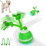 IOKHEIRA Interactive Dog Toys, Automatic Rolling Dog Ball, Motion Activated Dog Toys Ball for Small/Medium Dogs, USB Rechargeable with Two Chew Ropes Dog Toys