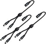 3 Pack DC Power 1 Female to 2 Male 5.5mm x 2.1mm DC Power Supply Splitter Cable Cord, Y Splitter Adapter Wire,2 Way Y-Cable for Security CCTV Parking Camera, LED Strip Light