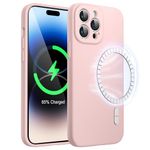 JETech Magnetic Silicone Case for iPhone 14 Pro 6.1-Inch, Compatible with MagSafe, Phone Cover with Camera Lens Full Protection (Pink)