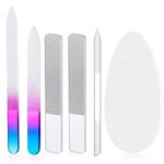 6 Pcs Glass Nail File and Nail Shiner Set Includes 2 Manicure Pedicure Glass Nail File 1 Cuticle Trimmer 2 Nano Finger Nail File 1 Nano Foot Scrubber Callus Remover Foot Care Pedicure (Rose Red)