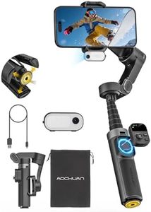 AOCHUAN AI Face Tracker Gimbal Stabilizer for iPhone w/Magnetic Remote, 360° Pan Rotation 3-Axis Gimbal for iPhone, Stabilizer w/Light, Built-in Extension Rod & One-Touch Open Tripod, Volg, Sport