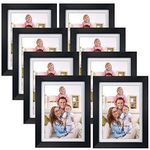 Giftgarden 5x7 Picture Frame Set of 8, Display 5x7 Photos with Mat or 6x8 without Mat for Wall or Tabletop Display, Black