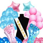 Party Propz Rubber Baby Shower Decoration Items - 45Pcs Baby Shower Decorations Mom To Be Decoration Items Set Baby Shower Props For Photoshoot Maternity Shoot Props Accessories Balloons, Multicolor