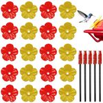 20 Pack Hummingbird Feeders Replacement Flowers with 5 Pcs Cleaning Brush, Decorative Flower Bird Feeder Replacement Parts Feeding Ports Hummingbird Feeders for Outdoors Hanging Feeder, Red and Yellow