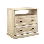 Walker Edison Furniture Company Bedroom End Side Living Room Storage Small Table, Engineered Wood Alloy Steel, White Oak, 2 Drawer