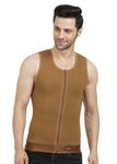 Dermapress Gynecomastia shapewear Vest for chest and abdomen(Brown, XL)-Upper CHEST-104-112 CM