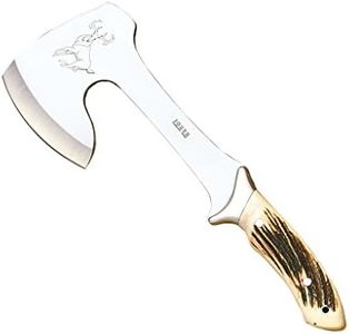 Joker Hunting Axe "Cazador" HC00, with Deer Horn Handle, Survival Axe with 21 cm Blade, Includes Brown Leather Sheath, Tool for Fishing, Hunting, Camping and Hiking