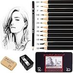 Surcotto Drawing pencils, professional sketching pencils set for beginner, artist pencils with eraser and sharpener (8B-2H). (14-Count)