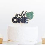 Wild One Cake Topper - Wild Birthday Party Decorations One Cake Topper Jungle Safari Birthday Decorations First Birthday Party Smash Cake (Navy)