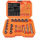 XEWEA 26Pcs Screw&Bolt Extractor Set and Left Hand Drill Bit Kit, Easy Out Extraction Set Tool for Remove Damaged, Frozen,Studs,Rusted, Rounded-Off Bolts, Nuts & Screws