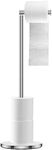 Freestanding Toilet Roll Holders Stainless Steel Bathroom Toilet Roll Holder Stand Anti Rust Pedestal Free Standing Bathroom Toilet Paper Holder for Bathroom Toilet Tissue Storage (Single Pole)