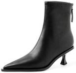 QUTAA Fashion Ankle Boots For Women Women's Pointed Toe Winter Zipper High Heels Booties, Black, 6.5 UK