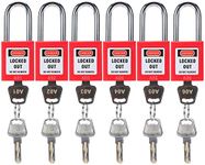 RealPlus Lockout Tagout Lock, 6pcs Keyed Alike Safety Locks, 2 Keys Per Lock, Loto Locks for Lock Out Tag Out Stations