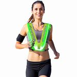 NIWOTA Reflective Safety Luminous LED Outdoor Jogging Running Riding Sports Bicycle Warning Breathable Visibility Vest Green