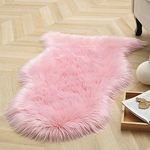 HEQUN Faux Fur Rug, Fluffy Rug, Shaggy Rugs,Faux Sheepskin Rugs Floor Carpet for Bedrooms Living Room Kids Rooms Decor (Pink, 60 X 90 CM)