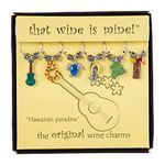 Wine Things "Hawaiian Paradise" Painted Wine Charms, Fits Neatly Around Stem, Multicolor