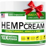 Super Natural Goods Hemp Cream (4oz) Hemp Oil & Arnica Cream - Joint Muscle Shoulder Hip Neck Knee & Back - Made in USA - Turmeric Menthol Rub